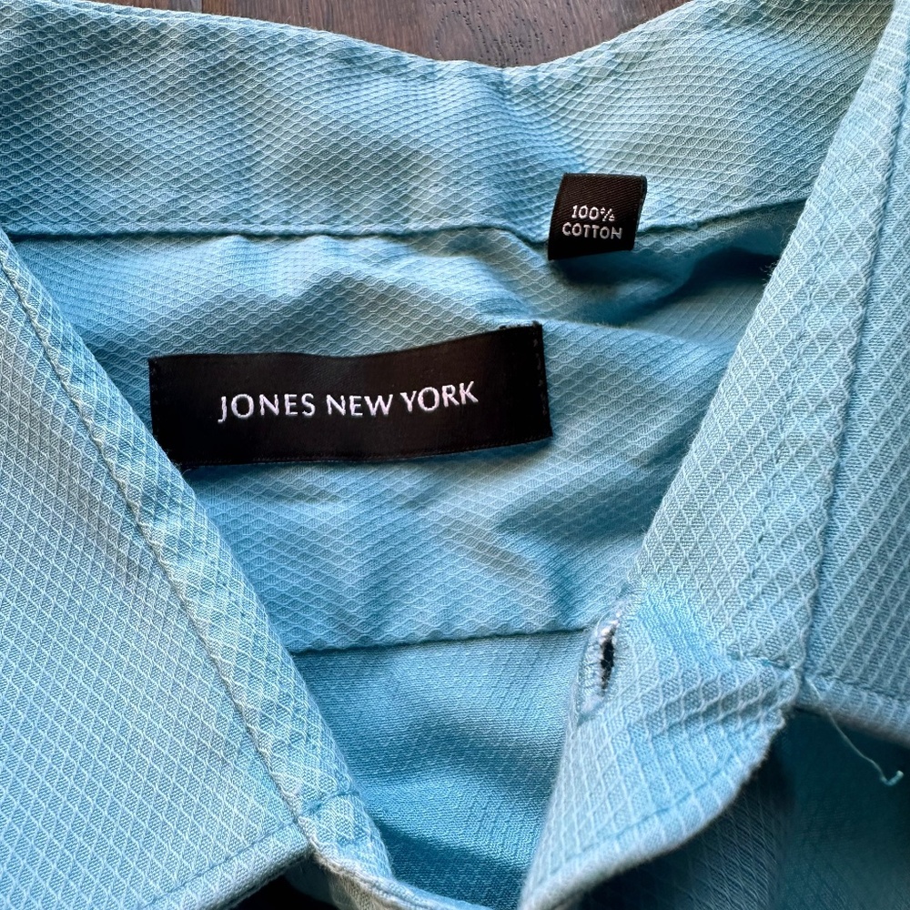 Jones New York Men's Button-Down Shirt Blue Size 17; 32/33